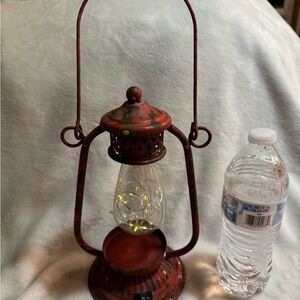 Vintage Red Lantern with LED Lights